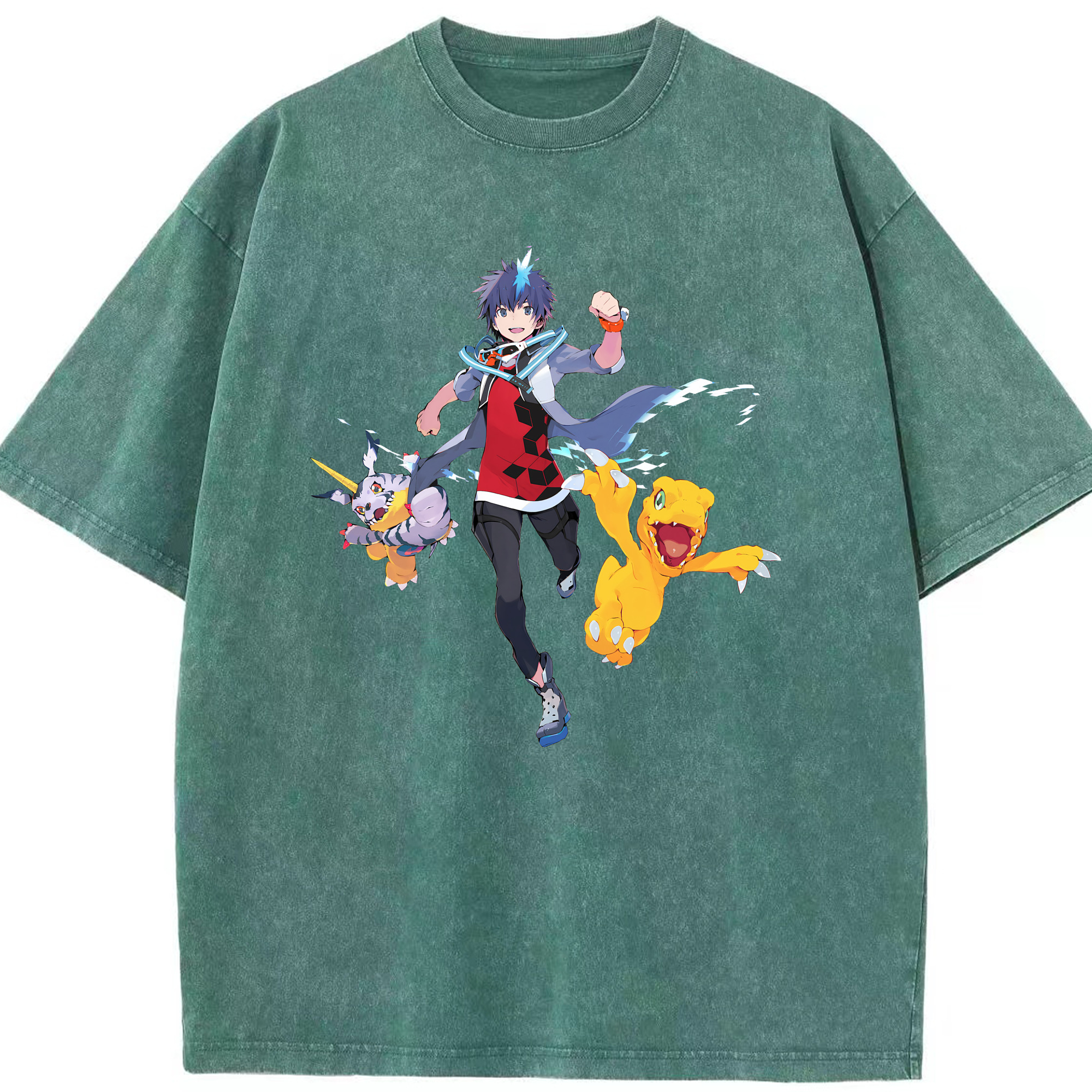 （画像用） Digimon デジタルモンスター/デジモン 綿100% ヴィンテージ風 半袖Tシャツ（フロントプリント）